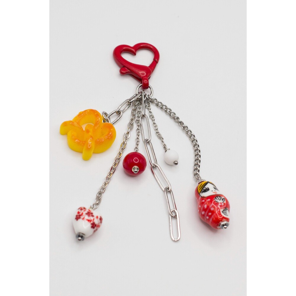 Russian Folk Inspired Bag Charm Slavic Keychain Colorful Ceramic Beads Purse Acc